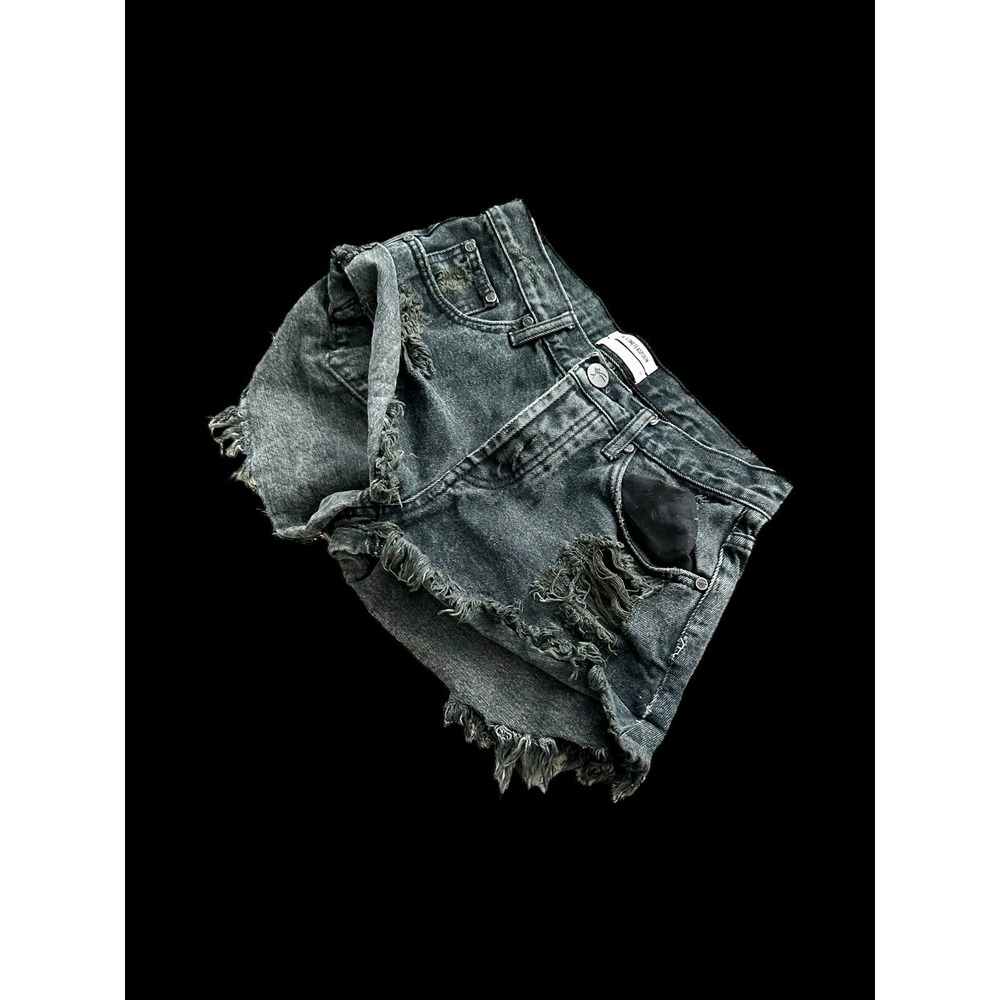One Teaspoon Black BANDITS Denim Shorts Distressed Size 27 Aritzia Other Stories